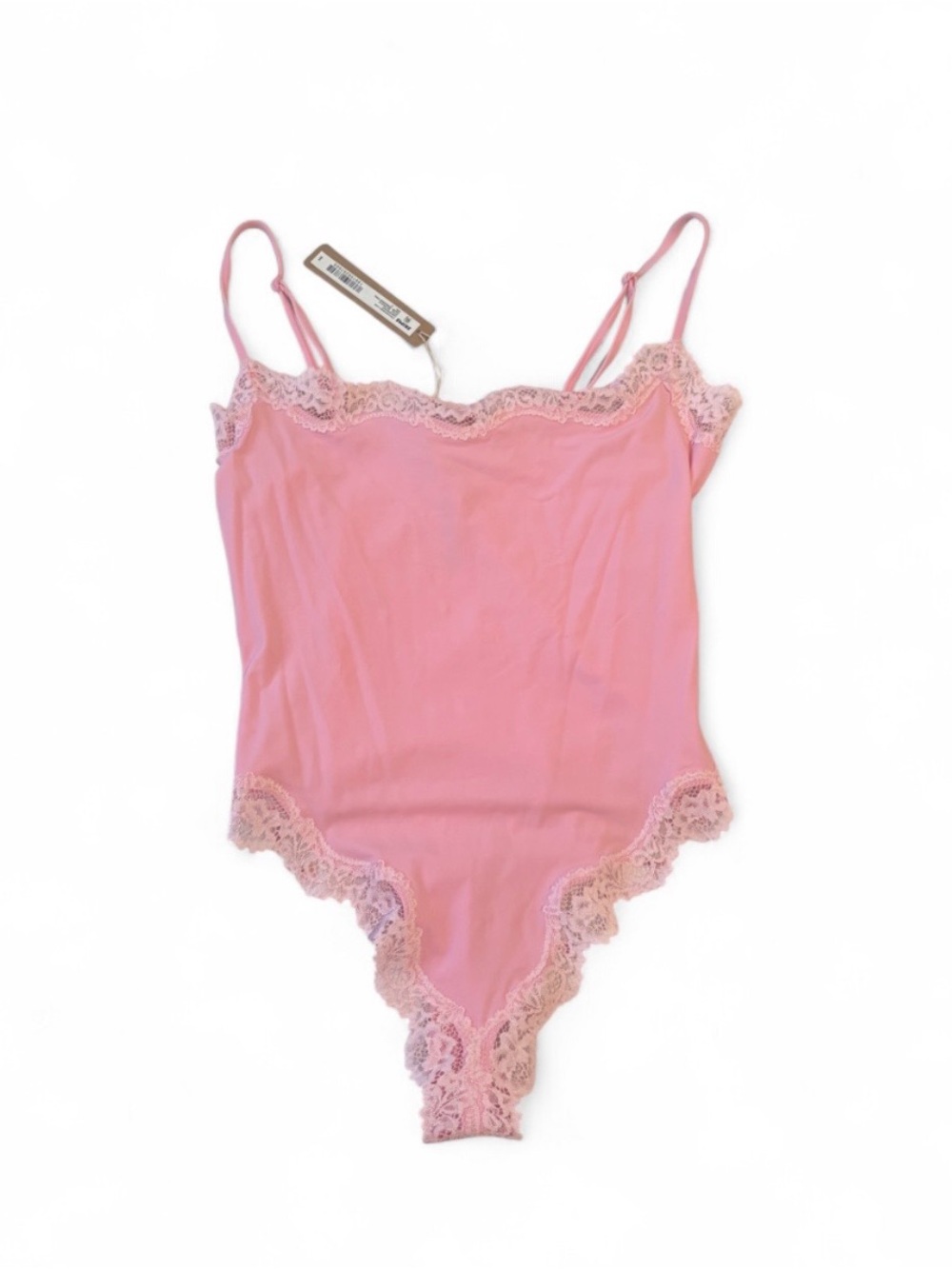 SKIMS Pink Lace Trim Camisole Bodysuit
